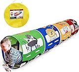 Spieltunnel Kind, Cartoon-Zug Spieltunnel Bunt,Popup Tunnel, Kriechtunnel, Krabbeltunnel für Baby, Kinder & Pet Spielzeug, Kinder Tunnel, Kinder Höhle, Kinderzelt Spielzeug, XL180*46CM