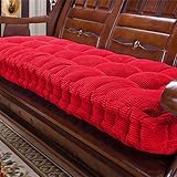 Dickes Plüsch-Bankkissen für 2/3-Sitzer, Samt-Sitzpolster für Sofa, Boden, Terrasse und Schaukel, Heimgebrauch (120 x 30 cm, rot), weiches, bequemes Matratzenkissen
