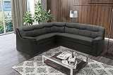 DOMO. collection Ecksofa Berlin, zeitlose Leder-Eckcouch mit Schlaffunktion und Federkern-Polsterung, Sofa in L-Form aus Kunstlederm Couch 205 x 250 x 89 cm, schwarz