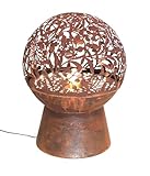 Dehner Gartenbrunnen Fiore, frostbeständiger Brunnen für Außen, Komplett-Set mit warmweißer LED Beleuchtung/Pumpe/Trafo, Höhe 66 cm, Ø 50 cm, Cortenstahl, Kupfer-Farben