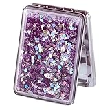 NRBMZYEN Mini-Make-up-Spiegel, 2 Stück, Make-up-Spiegel, Handspiegel, Taschenspiegel, schönes Aussehen, Kosmetikspiegel, Geschenk für Mädchen (violettes Quadrat)