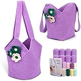 KAMAIKA Häkelset für Anfänger, Häkel-Starterset für Tasche, Einsteiger Häkelset Häckeln Stricken Set mit Schritt-für-Schritt-Video-Tutorials, Garn, Häkelnadel, Tasche Häkelset für DIY Geschenk