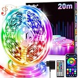 LED Strip Streifen 20m mit Fernbedienung & App & Musik Sync, RGB Lichterkette Dimmbar Farbwechsel, Leiste Band Stripes Bluetooth Selbstklebend für Zimmer Deko/Küche/Decke/Gaming/Party