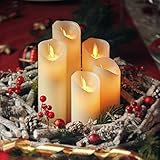 CCLIFE LED Kerzen Echtwachs 5er Set mit Fernbedienung Timer Funktion Echtwachs flammenlose Batteriebetrieb