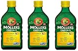 Möller's Omega 3 Lebertran Öl | Nordic Nahrungsergänzung mit EPA, DHA, Vitamin A, D, E | Superior Taste Award | Hochreiner natürlicher Lebertran | 165 Jahre alte Marke | Zitrone | 3 x 250 ML