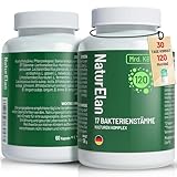 Probiotika Kulturen Komplex mit 120 Mrd. KBE/Tagesdosis, 17 Bakterienstämme Hochdosiert, Non-GMO & Vegan, Bakterienkulture mit Lactobacillus & Bifidobakterien, 60 Kapseln, Darmflora