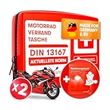 PURAHELP 2x Motorrad Verbandskasten nach aktueller Norm 2026 DIN 13167 (StVO konform) - Inkl. Beatmungstuch - Motorrad Erste Hilfe Set 2026 Mini Klein
