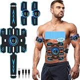 LEMENG EMS bauchmuskeltrainer,Sicher Effektiv Schneller EMS Trainingsgerät Ganzkörper Muskeltrainer, 8 Modi & 19 Intensitäten,USB Wiederaufladbar EMS Bauchtrainer Ganzkörper ABS/Bauch/Arm/Bein