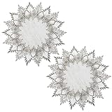 2 Stück Leinen Runde Tischdecke, 38 × 38 cm Tischdecke Leinen Spitzendeckchen Vintage Rustikale Neutrale Erdtöne Beige Tischauflage für Zuhause, Küche, Esszimmer, Couchtisch, Kommode, Teeparty