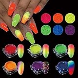 GZSYY Pigmente Nägel Neon Glitzer für Nägel 6PCS Holographic Glitter Nägel Glitzer Nageldesign Noctuluzentes Licht