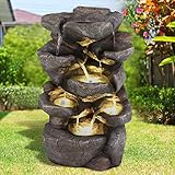 AMUR Gartenbrunnen Zierbrunnen Zimmerbrunnen Springbrunnen Brunnen 230V Wasserfall Wasserspiel für Garten, Gartenteich, Terrasse