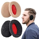 2 Paar Ohrenschützer, Ohrenwärmer, Winter-Ohrenschützer, Winddicht, Weich, Verdickt, Anti-Fall, Nicht Flauschig, Hält Warm, Flauschig, Polar-Fleece, Ohrenschützer für Den Winter (Schwarz+Khaki)