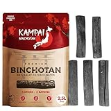 KAMPAI Aktivkohle für Wasser | Filter bis zu 4,5 l / Stab | Binchotan natürlich | Vegetal Bio Filterkaraffe – 6 Monate Reinigung Leitungswasser Flasche Glas Trinkflasche (5 Stäbchen x 2,5 l)