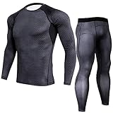 GUOCU Fitness Kleidung Set 2 Stück Männer Athletic Fitness Sport Anzug Kompression Set Funktionswäsche, Laufhose Tights Herren Leggings Sport Shorts,Schwarz,3XL