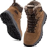 JACKSHIBO Winterschuhe Herren Winterstiefel damen mit Warm Gefüttert Wasserdicht Schneeschuhe Rutschfest Wanderschuhe Trekkingschuhe Winter Outdoor Schneestiefel Winterboot Braun 46-EU