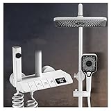 KLYDBMYT Duschsystem, Thermostat-Duschsystem, LED-Temperaturanzeige, 4-funktionale Aufputz-Duscharmaturen, mit Hochdruck-Duschköpfen, Handbrause, Wannenauslauf und Bidet-Sprühgerät, Duschfa