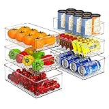 NHOWIN Stapelbare Kühlschrank Organizer 6er Set, Kitchen Organizer Schublade Küche Aufbewahrung & Organisation Organizer Kühlschrank Fridge Organizer für Badezimmer, Speisekammer- 3 Size, BPA Frei