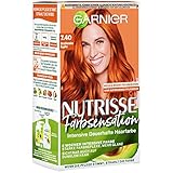 Garnier Nutrisse Pflegende Intensivtönung mit nährenden Fruchtölen, Coloration mit 8 Wochen Halt, Farbsensation Haarfarbe, 7.40 Strahlendes Kupfer