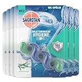 Sagrotan Toilettenfrische Hygiene Plus WC-Spüler – Toilettenreiniger gegen Bakterien, Kalk und Schmutz – Duft: Eukalyptusfrische – 6er Pack