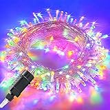 Lichterkette außen 20m 200er LED Lichterkette Weihnachtsbaum Strombetrieben (31V) mit Timer, Speicherfunktion, 8 Modi, IP44 Wasserdicht für Weihnachten Partys Hochzeit Halloween Ostern Garten, Bunt