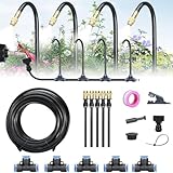 BANTASE Tropfbewässerungssystem, 15 M, Gartenbewässerungssystem, Automatisches Bewässerungsset for Garten, Gewächshaus, Blumenbeet, Terrasse, Rasen(16.4Ft Set (16.4Ft Hose+5 Nozzles))