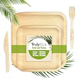 TRULY ECO Palmblatt-Teller – wie Bambus-Teller – kompostierbar, biologisch abbaubar und umweltfreundlich – Vorspeisen- und Dessertteller für Party – besser als Pappteller (25,4 cm und 15,2 cm