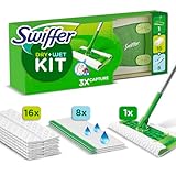 Swiffer Bodenwischer Wet & Dry Starter-Kit Mit Trockenen Und Feuchten Bodentüchern Zum Reinigen Von Parkett Und Hartböden. Lieferumfang: 1 Bodenwischer, 16 Trockene Bodentücher, 8 Feuchte Bodentücher