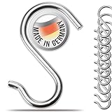 4smile S-Haken Edelstahl – 10er Set – Rostfreie Haken zum Einhängen, Küchenhaken für drinnen und draußen - Funktionale Aufhängehaken, Metallhaken zum Einhängen