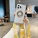 Altartar Magnetisch Handykette Hülle für iPhone 14 Necklace Handyhülle mit Band Transparent Schutzhülle mit Kordel zum Umhängen Langlebiges und Robustes Seil Case iPhone 14,Golden