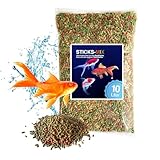 Teich Sticks Mix bunt 10 Liter Beutel, Premium Alleinfuttermittel, Fischfutter, Koifutter, Goldfischfutter, Teichfutter, Teichfischfutter mit Vitaminen Tricolore, Nicht Trübend