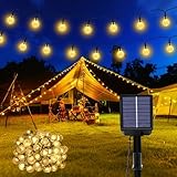 Lichterkette Außen Solar Wetterfest, 60 LED Warmweiß 3M + 10,2M 8 Modi IP65 Outdoor Solarlichterkette aussen Wetterfeste Lampions für Balkon Terrassen Garten Bäume Weihnachtsdekoration Festival Deko