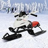 Upgraded Lenkschlitten FüR Kinder Schlitten Ski Snow Skibob Mit Bremsen Kinde Schlittenski Schneeschlitten 80cm Hochfestes Zugseil Verstellbares Kissen Lenkbob Tragfähigkeit 80KG (Rot)