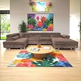 SOFILAND Wohnlandschaft Aller Moon U XXL-Ecksofa mit Schlaffunktion und Zwei Bettkästen. (Braun, Links)