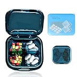 Tablettenbox mit 4 Fächern Tragbare Masken-Aufbewahrungstasche es Geschenk, Tragbare Pillendose, Organizer, Kleine Pillendose Transparent, Tragbar, für Tasche oder Rucksack und Reisen