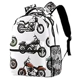 VAPOKF Rucksack, Schultasche, Reisen, lässig, Tagesrucksack für Damen, Teenager, Mädchen, Jungen, mehrfarbig, Motorräder, multi, 29.4x20x40cm/11.5x8x16 in