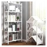 SKINPA Lagerwagen, Klappbarer Servierwagen mit 2/3/4 Ebenen, Lagerwagen, Rollwagen aus Stahl mit Feststellrädern, Mobiler Regal-Organizer(White,2 Tier)