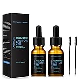 Rizinusöl für Haarwachstum, reine, kaltgepresste Rizinusöle, Haar, Wimpern, Augenbrauen, Bartwachstum, Pflegeserum mit Sets von Augenbrauenpinseln, für Frauen, Männer, Mama, Frau (2 Stück)