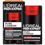 L'Oréal Men Expert Anti-Pickel Gesichtspflege für Männer, Feuchtigkeitscreme gegen Mitesser und Pickel Unreinheiten, Gesichtscreme für Herren mit Salicylsäure, Pure Carbon, 1 x 50 ml