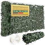 ELONEO maxVitalis Balkon Sichtschutz wetterfest 300x75cm in Blätteroptik, Balkonverkleidung inkl. 20 Kabelbindern, Sichtschutz Zaun, Sichtschutz Garten, Sichtschutz Terasse, grün