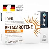 BETA CAROTIN - Bräunungskapseln, 200 Mikrocpr. Betakaroten gold, und Vitamin A. Beta carotin kapseln, Bräunungsbooster - Fördert die Produktion von Melanin für goldene Haut. Beta carotin hochdosiert