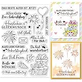 GLOBLELAND Sprüche Deutsche Clear Stamps Geburtstagsstempel Für DIY Scrapbooking Deutsches Emotionales Wort Silikonstempel Transparente Stempel Siegel Für Kartenherstellung Tagebuch Fotoalbum