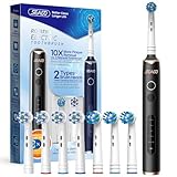 Seago Elektrische Zahnbürste mit 8 Runder Aufsteckbürsten, Rotierende Zahnbürste mit 5 Putzmodi, Elektrische Schallzahnbürste Zahnaufhellung in 14 Tagen, für Erwachsene Kinder(Schwarz)