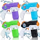 lenbest Wasserpistole, 4 Pack Wasser, 7-8 Meter Reichweite & 150ml Kapazität, Super Squirt Wasserpistolen - Sommer Partys, Pool Garten Strand, für Kinder und Erwachsene (150ML 4 Pack)