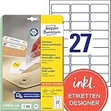 AVERY Zweckform L4737REV-25 Universal Etiketten (675 plus 135 Klebeetiketten extra, 63,5x29,6mm auf A4, wieder rückstandsfrei ablösbar/abziehbar, bedruckbar, selbstklebende Aufkleber) 30 Blatt, weiß