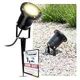 SSC-LUXon LED Gartenstrahler mit Erdspieß für außen in schwarz Gartenleuchte Kopf schwenkbar mit 3W GU10 LED Lichtfarbe warmweiß