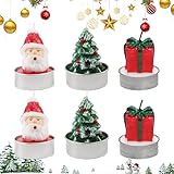 SJUNJIE 6 Stück Weihnachten Teelicht Kerzen Mini Weihnachtskerzen Weihnachtsmann Weihnachtsbaum Geschenkbox weihnachtskerze Kerze Weihnachtens Für die Tischdekoration zu Weihnachten