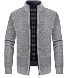 GLESTORE Strickjacken für Herren Strickjacke Cardigan Trachtenjacke Herren Fleecejacke Winter Herren Hell Grau XL
