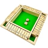 EACHHAHA Shut The Box -4-Spieler-Klassisches, klappbrett Spiel, würfelspiel, holzspiele