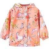 Domueay Softshelljacke Mädchen Wasserdicht Regenjacke Kinder Übergangsjacke Leichte Atmungsaktiv Jacken mit Kapuze Frühling Herbst Windjacke Winddicht Mantel 7-8 Jahre, GR.122-128 Rosa