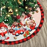 Figarge Weihnachtsbaumdecke Rund Großer Weihnachtsbaum Rock für Weihnachtsbaum Deko, Weihnachtsbaumrock Handwerk Baum Matte Weihnachtsbaum Boden Schürzen für Weihnachten Decor (Khaki + Rotkariert)